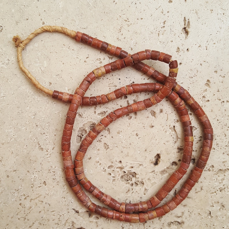 West Africa Old Bauxite Small Abo Beads Strand Necklace