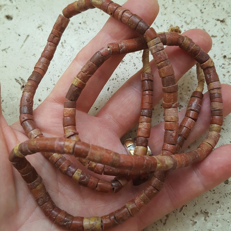 West Africa Old Bauxite Small Abo Beads Strand Necklace
