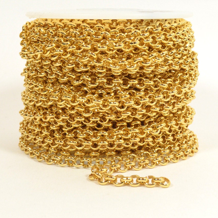 10ft 18K Gold Plated Rolo Chain 4.8mm Gold Plated Etsy