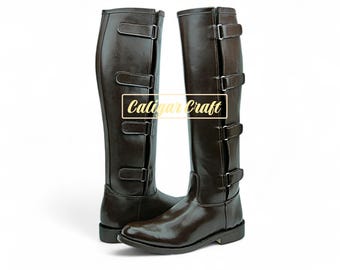 Brown Tall Leather Riding Boots – Handmade Custom Equestrian Knee High Footwear