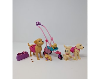 Barbie Dog Retriever Lot Puppy Push Stroller - Leash and Potty Training