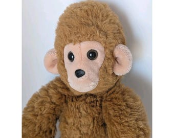 Vintage 1980 Gund Brown Monkey Ape Chimpanzee Soft 15" Plush Stuffed Animal RARE