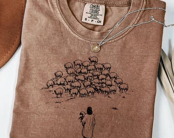 Christian Good Shepherd Shirt, Jesus and Sheep Tee, Bible Verse Shirt, Religious Women Shirt, Church Shirt, Gift for Christian