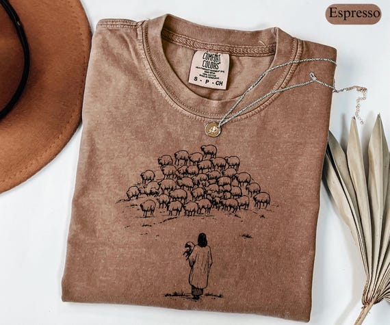 Christian Good Shepherd Shirt, Jesus and Sheep Tee, Bible Verse Shirt, Religious Women Shirt, Church Shirt, Gift for Christian