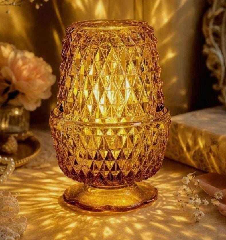 Diamond Point Amber Fairy Lamp - Etsy