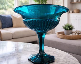 Vintage Mexican Art Glass 9" Pedestal Candy Dish