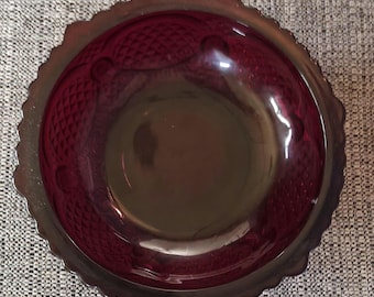 1876 Avon Cape Cod Collection • 5" Ruby Red Pressed Glass Bowl