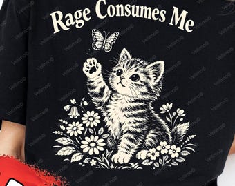 La rabia me consume PNG: Meme de gato enojado PNG, humor animal divertido, arte digital (descarga digital)