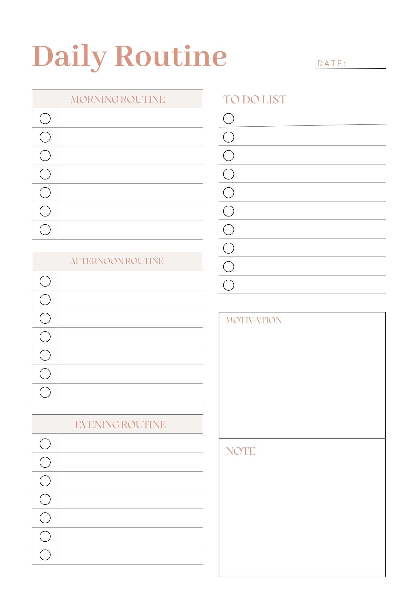 To Do List And Routine Daily Routine Planner | Printable Daily Schedule | Minimalist To-do ...
