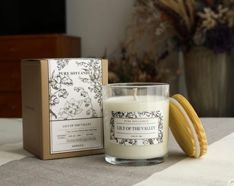 Lily of the Valley Soy Candle | Floral Aromatherapy Candle | Luxury Scented Candle Gift | Long Burning Natural Soy Wax
