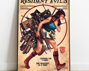 Resident Evil 3 Poster, Nemesis Wall Art, Horror Game Art Print