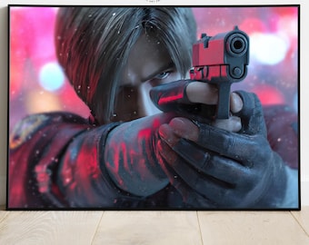Resident Evil 4 Poster, Leon Kennedy Wall Art, Horror Game Art Print