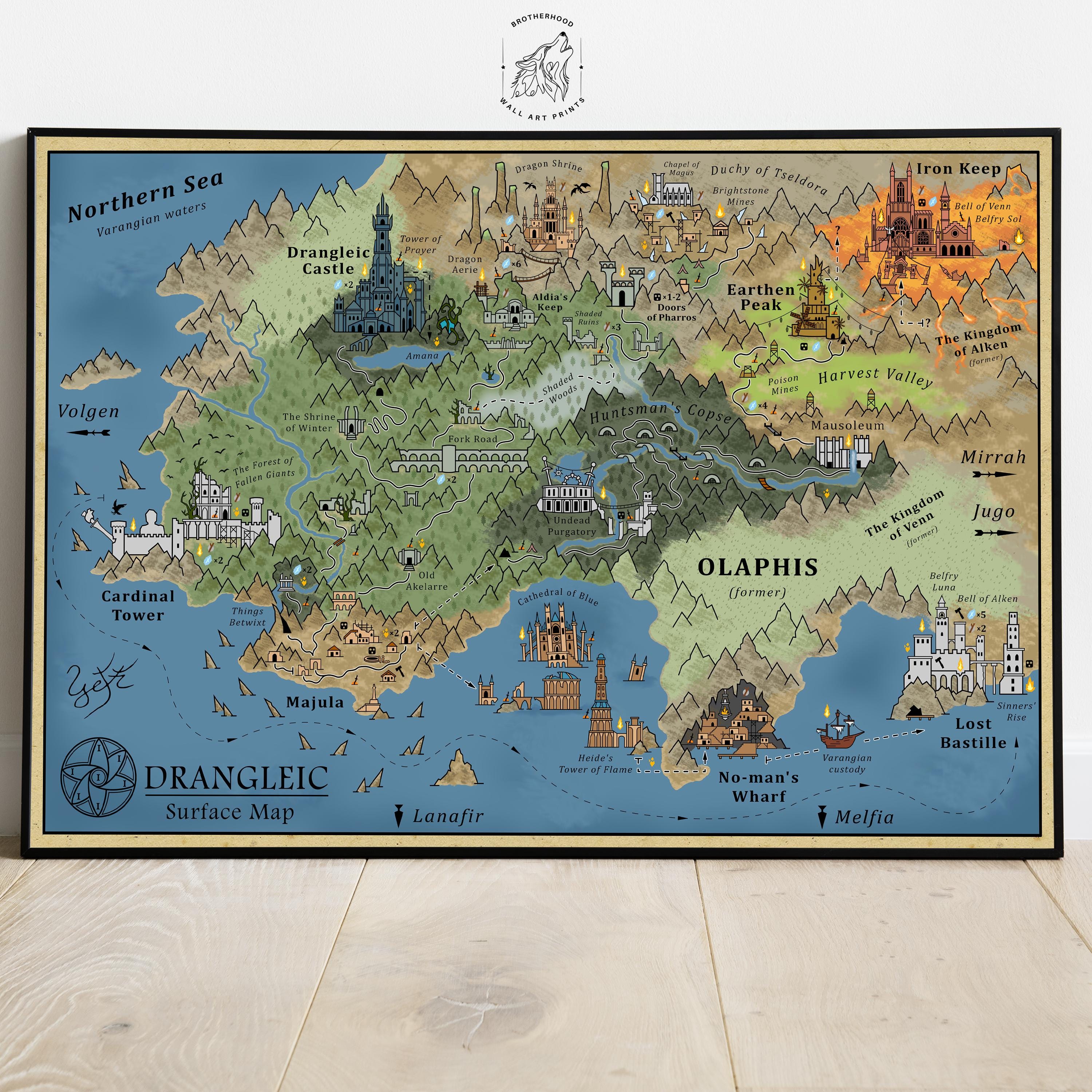 Dark Souls 2 Map Poster | Drangleic Print | Gaming Wall Art - Etsy