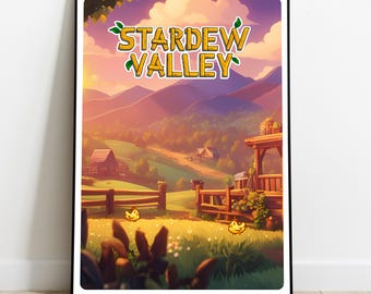 Stardew Valley Poster, Pelican Town Wall Art, Gaming Room Decor