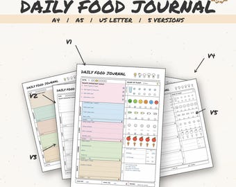 Redigerbar daglig matdagbok | Kost- och kalorispårare | Tränings- och humörspårare | Daglig måltidsplanerare | GoodNotes PDF | Digital nedladdning