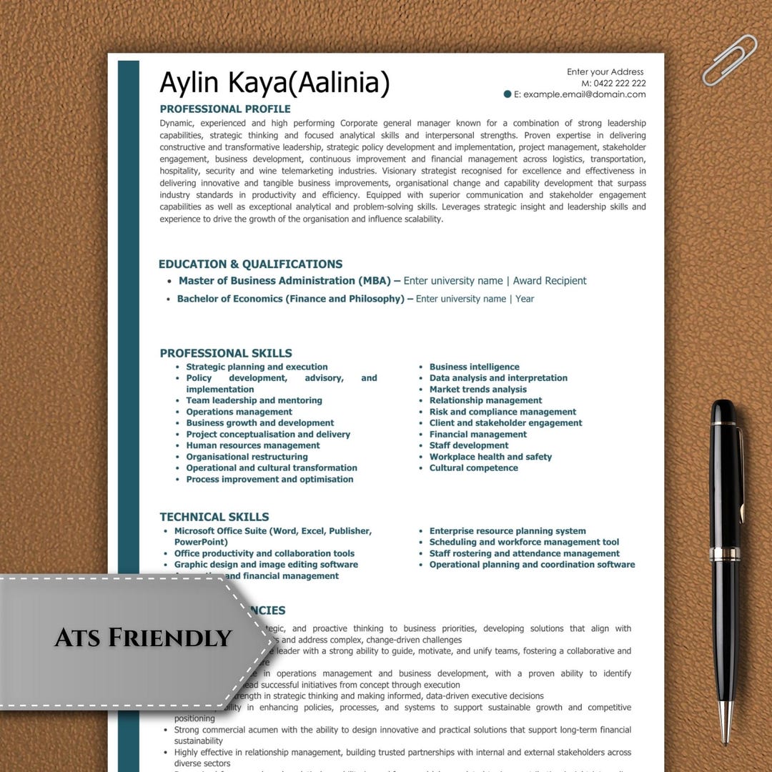 ATS Friendly Resume Template for Microsoft Word and Google Docs, Cover
