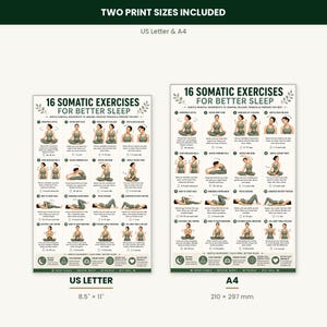 16 Somatic Exercises for Better Sleep | Bedtime Wind-Down Routine Printable | Gentle Mindful Movement Guide | Sleep & Relaxation Wall Art