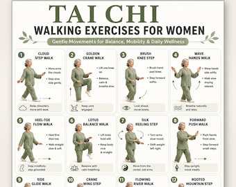 Women Tai Chi Walking Workout |  Seniors Tai Chi Walking | Chart Tai Chi Walking | Seniors Tai Chi Exercises for Printable Exercise