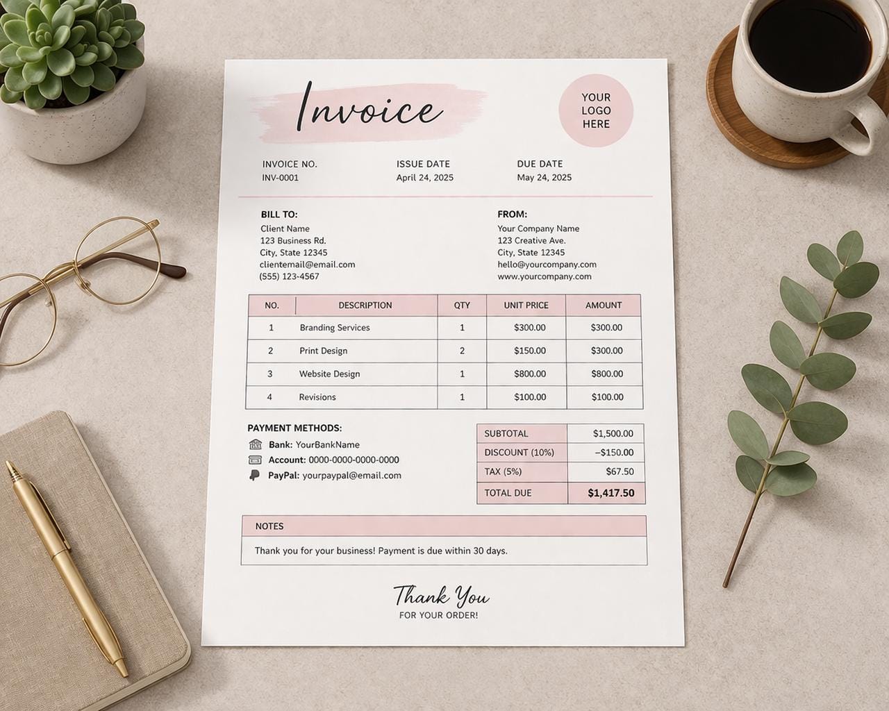 Invoice Mc Editable Invoice Template for Google Docs, MC Word Invoice Template for ...