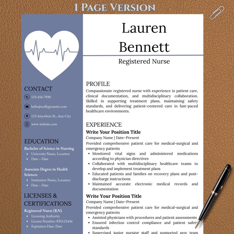 RN Resume Template Nurse, Nurse Resume Template Google Docs, Word ...