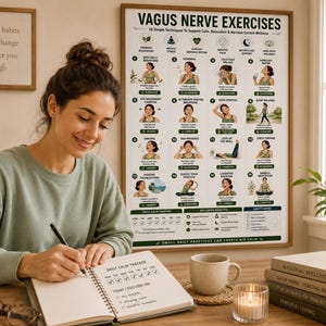 Vagus Nerve Exercises Printable, Breathing and Relaxation Routine, Gentle Movement Exercises, Daily Routine Chart, PDF Poster