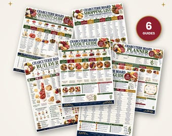 Charcuterie Entertaining Bundle, 6 Board Guides Set, Builder Pairing Layout Planner Collection, Grazing Hostess Party Printable PDF