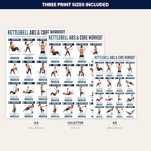 Full Body Kettlebell Exercises, Kettlebell Workout Poster For Beginner, Strength & Conditioning Training Routine Home Gym Wall Art Printable