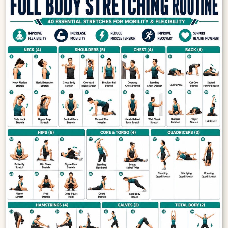 Daily Stretching Poster - Etsy