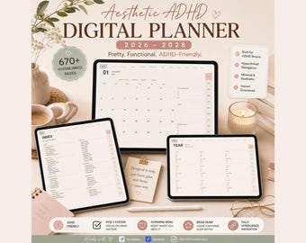 All-in-One Digital Planner 2026, 2027, 2028 Digital Planner, Digital Journal, Digital Goodnotes Template, Weekly, Daily Planner, Notability