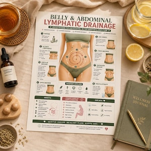 Belly Abdominal Lymphatic Drainage Massage Poster Printable| Stomach Massage Chart | Bloating Relief  | Wellness Printable A4 US Letter