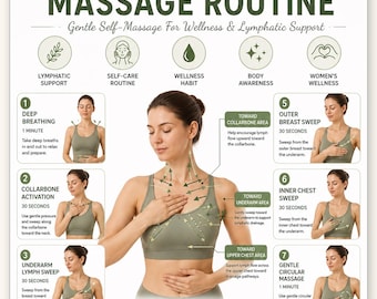 Breast Lymphatic Massage Routine Printable | Gentle Self-Massage Guide for Women's Wellness | Lymphatic Support Poster | Instant Download