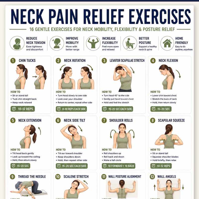 Neck Exercise Exercises for Tech Neck - Etsy