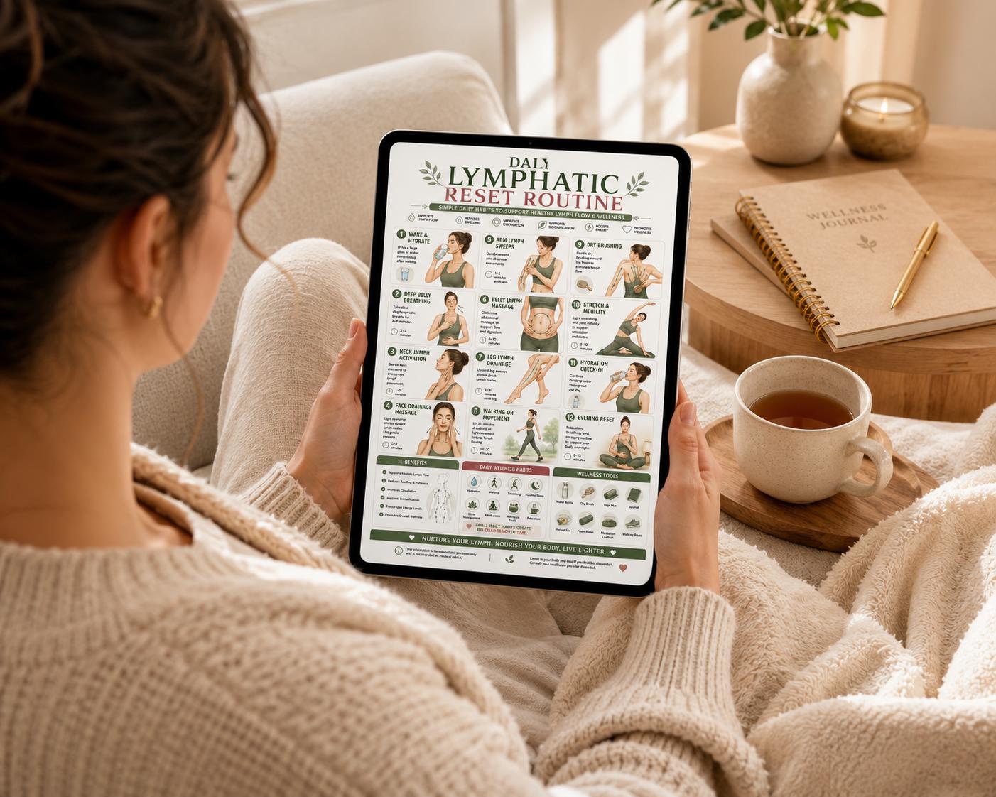 Daily Lymphatic Reset Routine Poster | Lymph Flow Chart | 12 Step