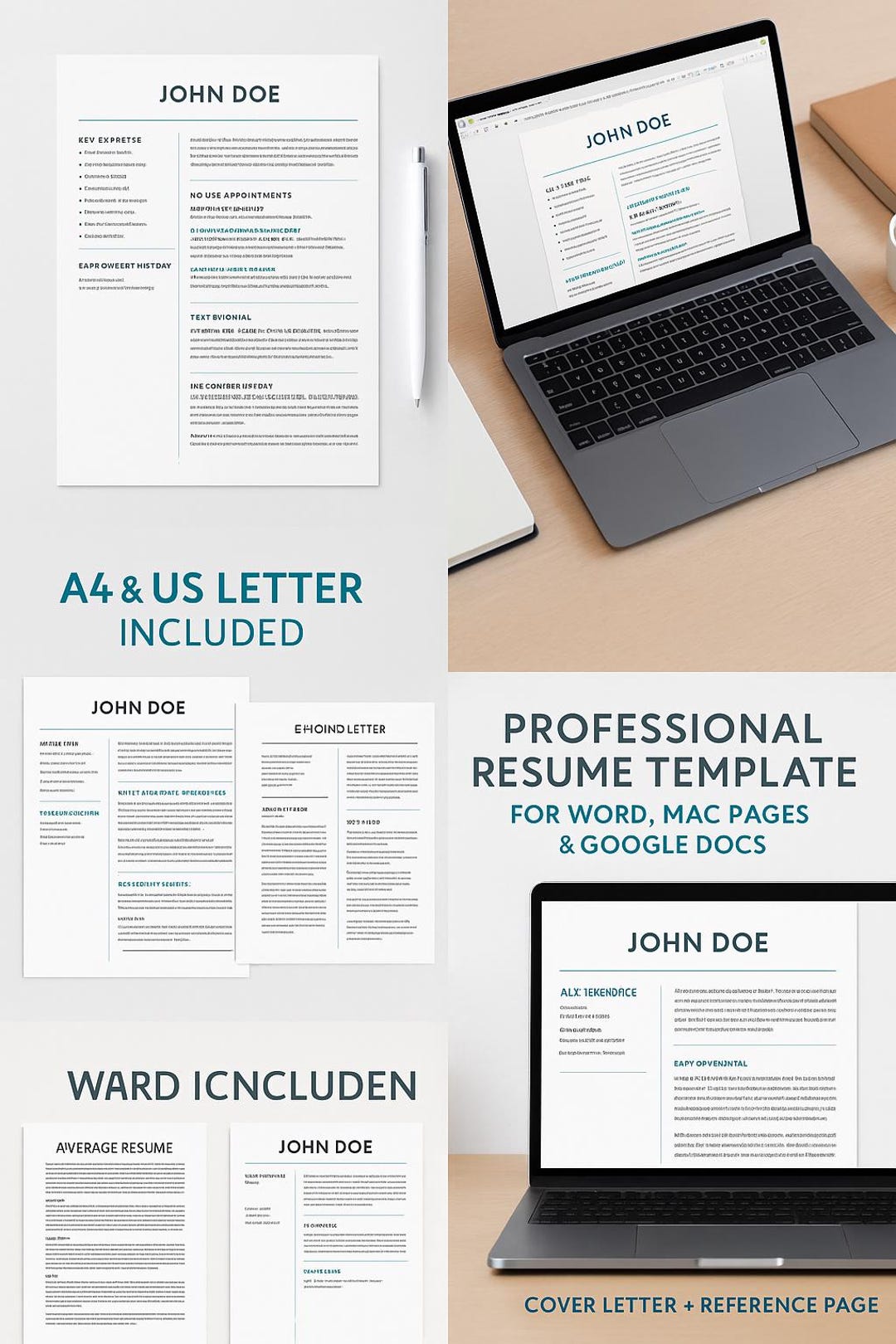 Professional CV Template | Editable in Word, Mac Pages & Google Docs ...