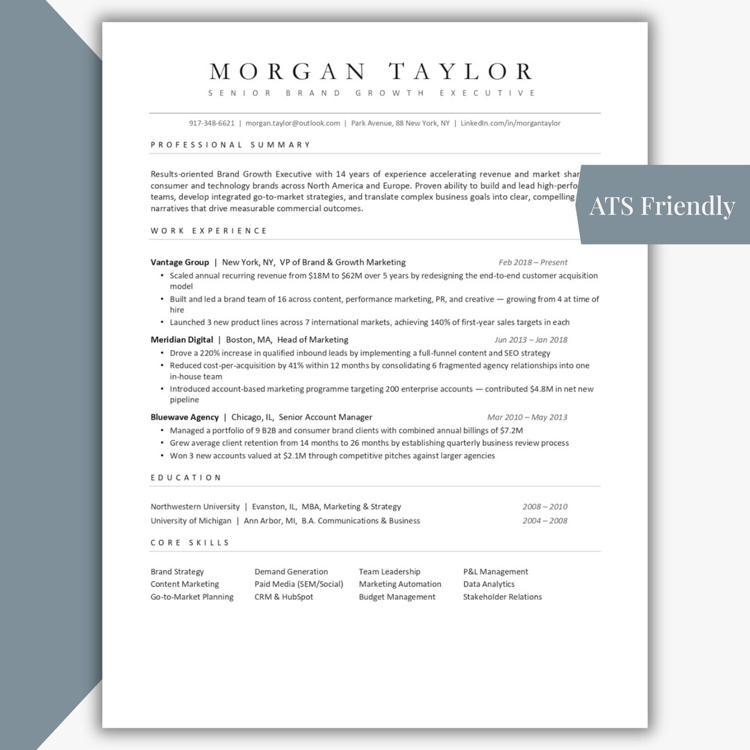 Approved Resume Example.pdf Easy ATS Approved Resume Template for Word, Google Docs and Pages ...