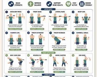 Standing Dumbbell Exercises For Seniors, Full Body Dumbbell Home Strength Training Workout For Women, Elderly At Home Fitness Routine Guide