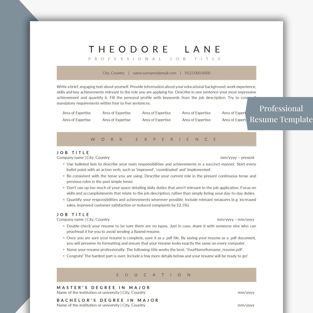 Executive Resume Template | Modern C Level Resume Template for Word ...