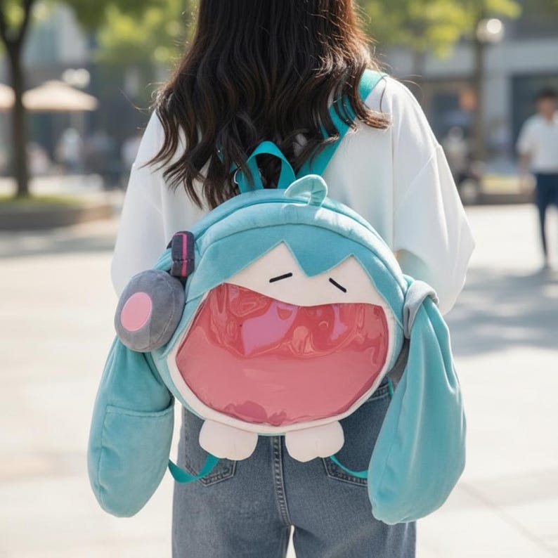 Hatsune miku backpack displayed as a kawaii anime bag for fans