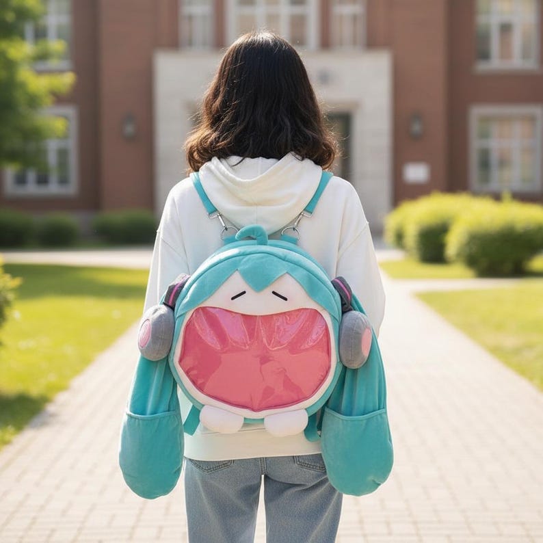 Anime gift idea shown as a miku plush and plush backpack