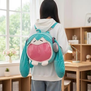 Soft plush backpack inspired by miku plush and anime gift themes
