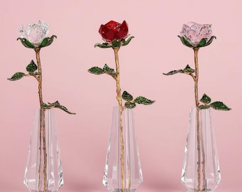 Sparkling Red Crystal Rose Hand Crafted by Bjcrystalgifts Using