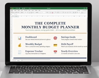 Planificador de presupuesto mensual en hoja de cálculo / Plantilla de presupuesto para Excel y Google Sheets / Rastreador de gastos / Rastreador de ahorros para el pago de deudas / Descarga instantánea