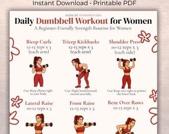 Dumbbell Workout for Women Printable | Beginner Home Exercise (PDF)