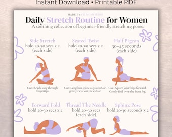 Anfänger Stretch Routine für Frauen • Ausdruckbare Yoga Posen (Digitaler Download)