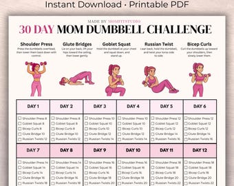 30 Day Mom Dumbbell Challenge | At-Home Workout Planner (Digital Download)