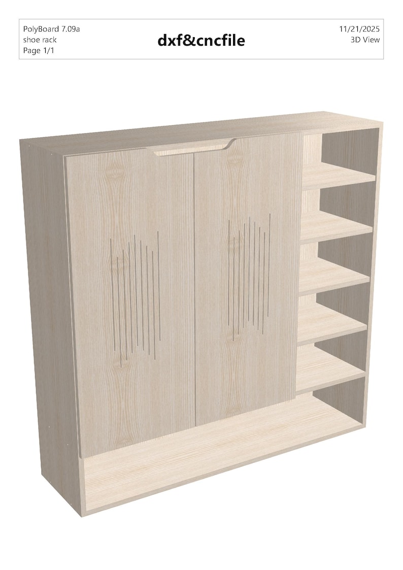 CNC Shoe Rack Files – DXF Parts + Nested Sheets, Polyboard PDF Report ...