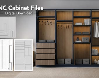 Wardrobe Cabinet CNC Plans Bundle – 4 Dressing Cabinets DXF Files 700x500x2400mm, PolyBoard PDF, 3D Model