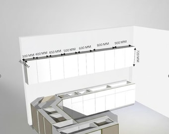 File CNC, Bundle di mobili da cucina di altezza 720 mm / Bundle di 7 mobili, parti DXF multi-dimensione