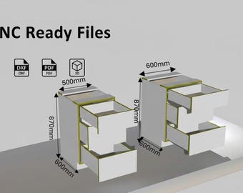 CNC Kitchen Base Drawer Units | 2-Cabinet Bundle (Different Dimensions) | DXF Files _ Parts