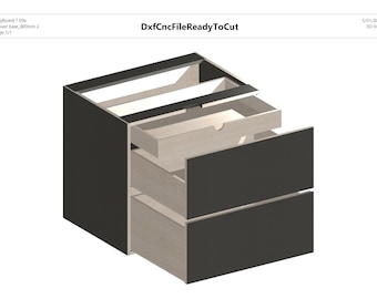 CNC Kitchen Base Drawer 800x720x590mm DXF Files _ Parts, polyboard report, 3d render, cnc router